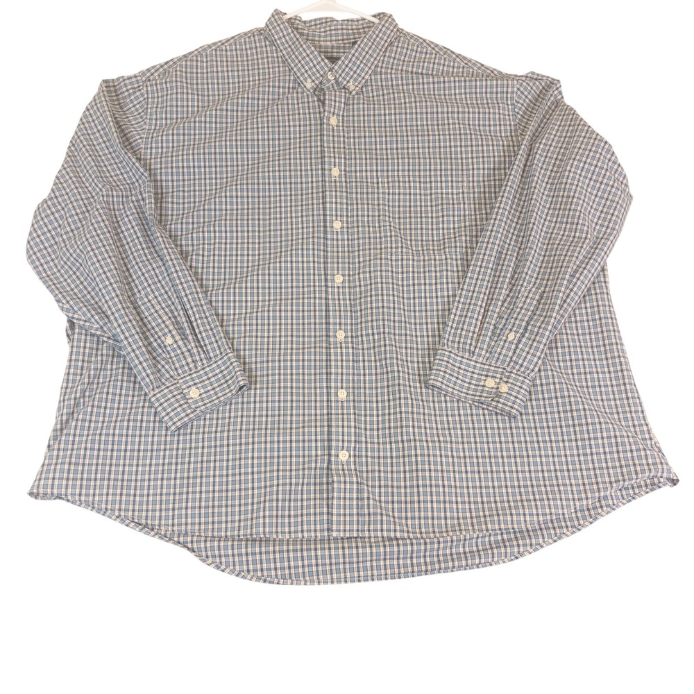 Arrow USA 1851 Mens 4XLT Blue Plaid Long Sleeve Button Down Shirt Tall